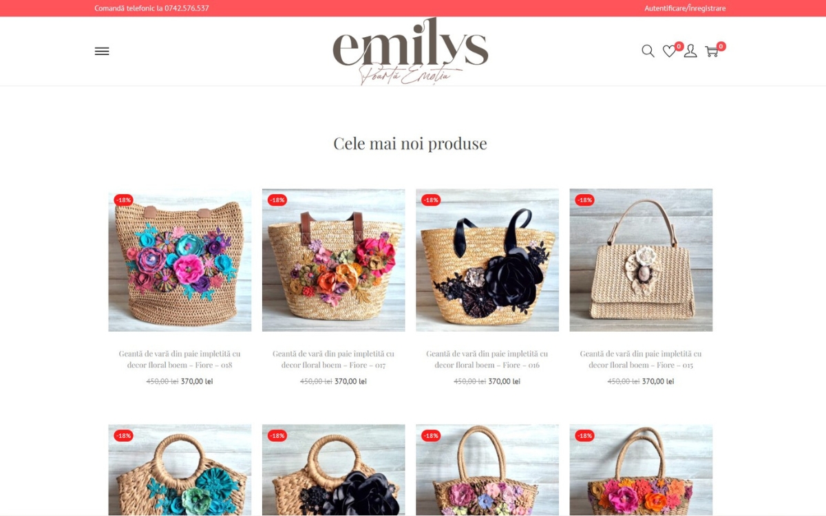 Captură din magazinul online emilys.ro